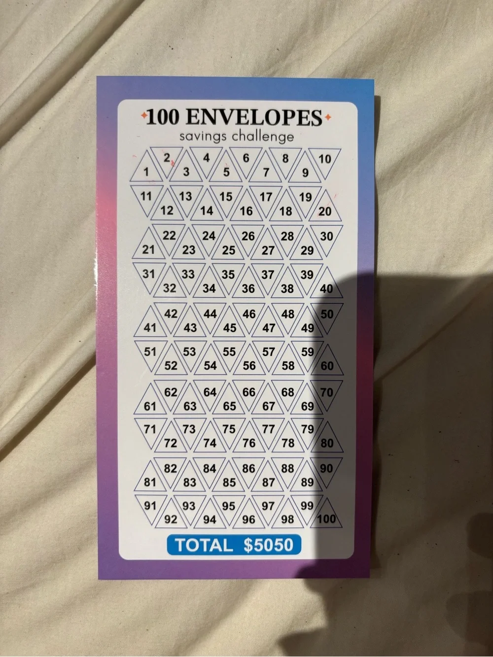 100 Envelope Savings Challenge Notebook - Pink Holographic